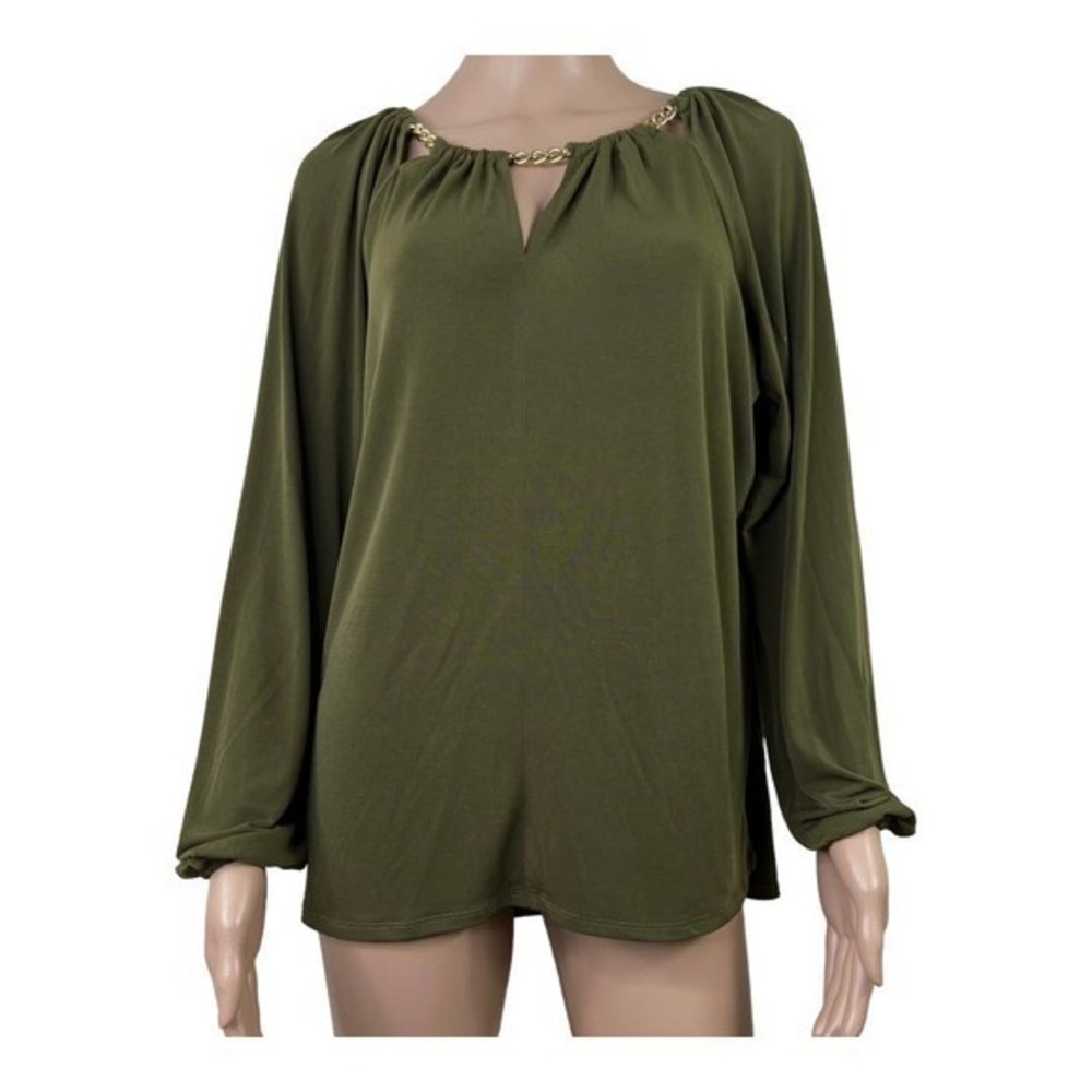 Michael Kors Women Top Blouse Green Pullover Size M